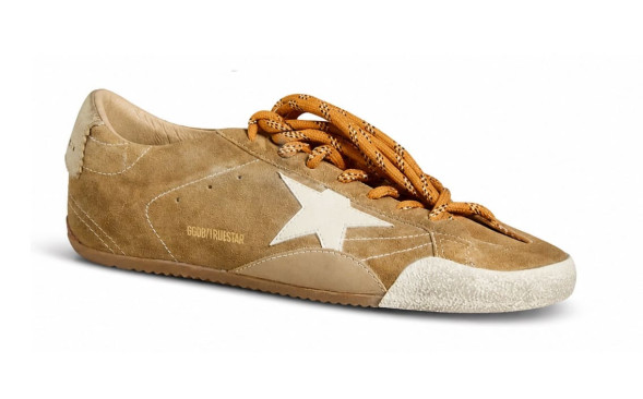 Женские кеды Golden Goose True-Star in Tobacco-Colored Suede With White Star and Platinum Heel Tab