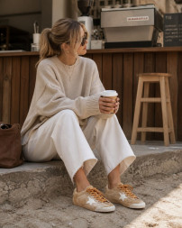 Golden Goose True-Star in Tobacco-Colored Suede With White Star and Platinum Heel Tab