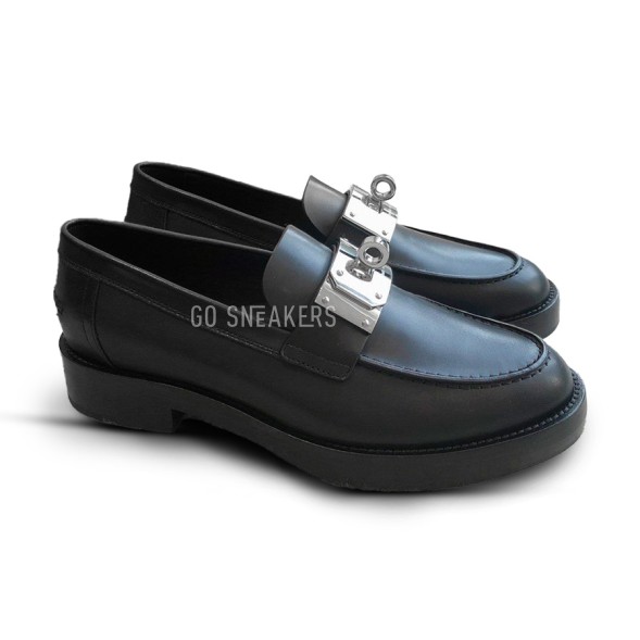 Женские лоферы Hermes Leather Loafers Black