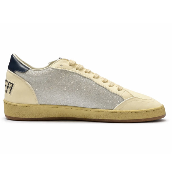 Женские кеды Golden Goose Ball Star Beige Silver Glitter