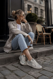 Golden Goose Super-Star in Silver Glitter With Ice-Gray Suede Star
