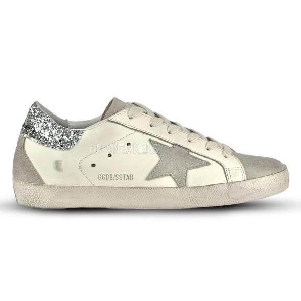 Женские кеды Golden Goose Super-Star With Gray And Silver Glitter Heel Tab