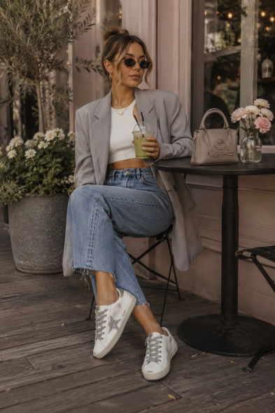 Женские кеды Golden Goose GGDB SSTAR White/Silver Sparkles