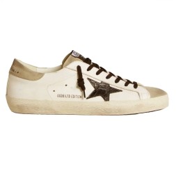Golden Goose Super-Star Men's Black Croc-Print Star