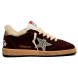 Женские зимние кеды Golden Goose Ball-Star Winter Brown Shearling With Silver Glitter Star
