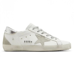Golden Goose Super-Star With Silver Heel Tab and Metal Stud Lettering