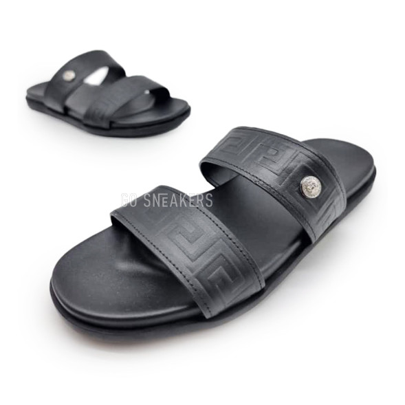 Мужские шлепки Versace Flip-flops Leather Black