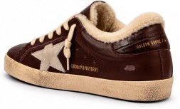 Golden Goose Super-Star Mens Winter Brown Shearling With Suede Star