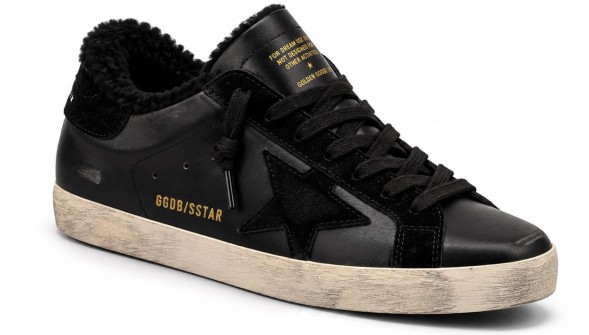 Мужские зимние кеды Golden Goose Super-Star Mens Winter Black Nappa With Shearling