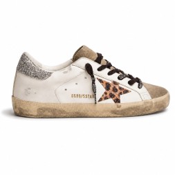 Golden Goose Superstar with Leopard Print and Swarovski Crystal Star