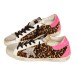 Женские кеды Golden Goose Superstar in Leopard Pint with Silver Glitter Star and Fuchsia Heel Tab