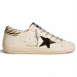 Golden Goose Superstar Black Star and Zebra Print Heel Tab