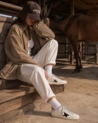 Golden Goose Superstar Black Star and Zebra Print Heel Tab