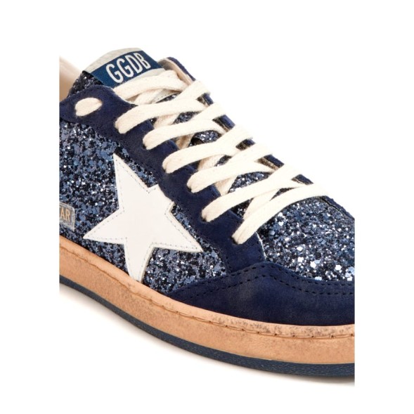 Женские кеды Golden Goose BallStar in Blue Glitter with White Star and Metallic Heel Tab