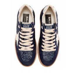 Golden Goose BallStar in Blue Glitter with White Star and Metallic Heel Tab