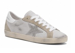 Golden Goose Super-Star Leather White/Beige Crystal Star