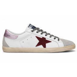 Golden Goose Super-Star Leather/Suede White Burgundi Pink