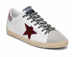 Golden Goose Super-Star Leather/Suede White Burgundi Pink