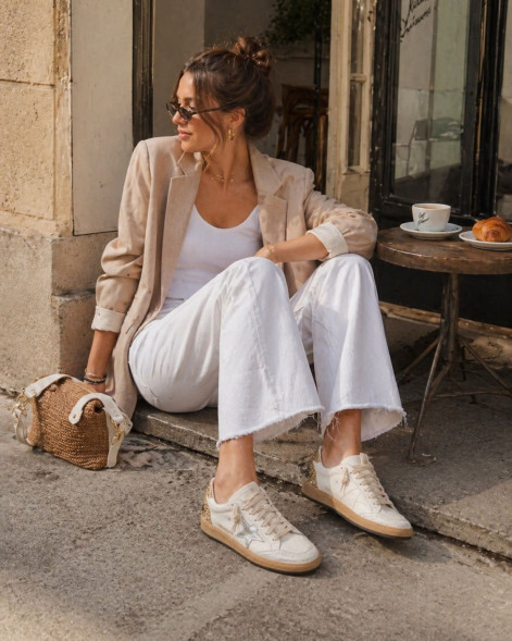 Женские кеды Golden Goose Ball Star with Metallic Leather Star and Glitter Heel Tab