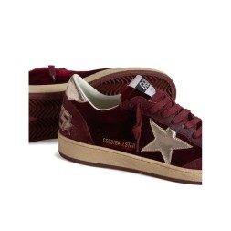 Golden Goose Ball Star Velvet Ruby Red with Silver Star and Heel Tab