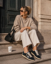 Golden Goose Ball Star in Green suede with Silver glitter star