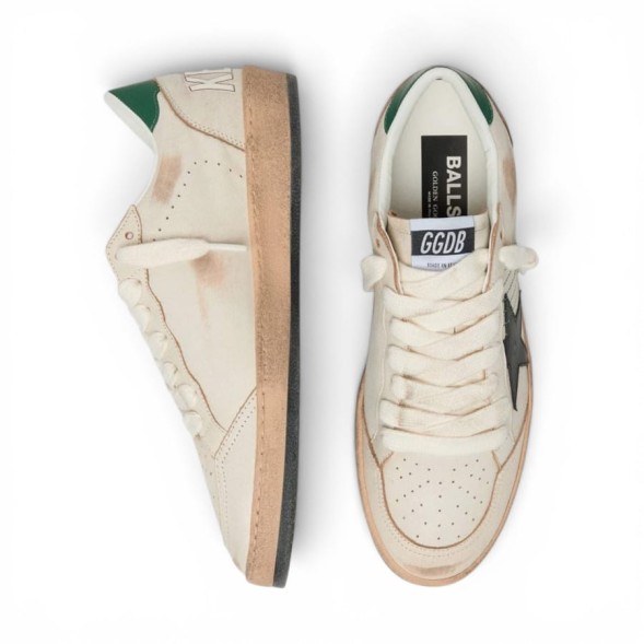 Унисекс кеды Golden Goose Ball Star with Black Leather Star and Green Leather Heel Tab