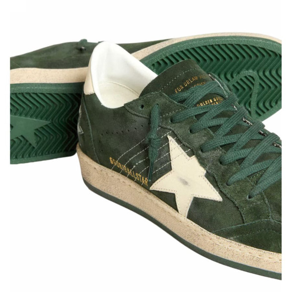 Унисекс кеды Golden Goose Ball Star Green suede with White leather star and White heel tab