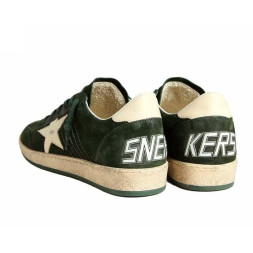 Golden Goose Ball Star Green suede with White leather star and White heel tab
