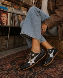 Golden Goose Marathon Speed with Black Leather Upper and Silver Star