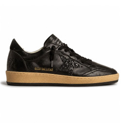 Golden Goose Ball Star Black nappa with Black glitter star and Suede heel tab