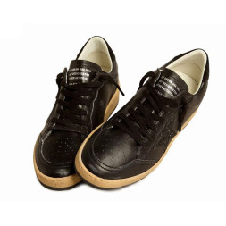 Golden Goose Ball Star Black nappa with Black glitter star and Suede heel tab