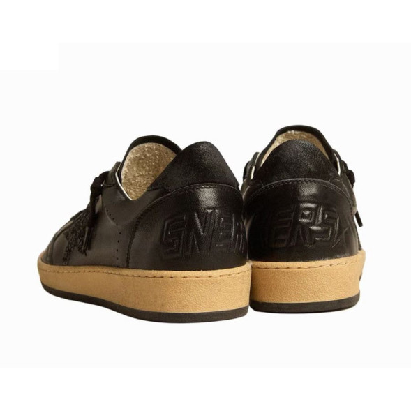 Унисекс кеды Golden Goose Ball Star Black nappa with Black glitter star and Suede heel tab