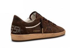 Golden Goose Ball Star Mens In Brown Suede With Brown Leather Star