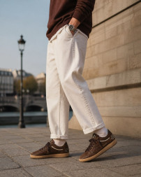 Golden Goose Ball Star Mens In Brown Suede With Brown Leather Star