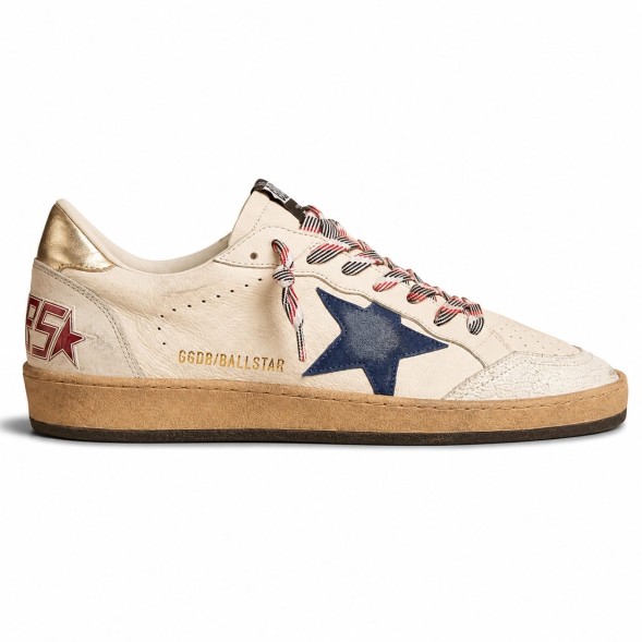 Унисекс кеды Golden Goose Ball Star in Nappa with Blue Star and Platinum Heel Tab