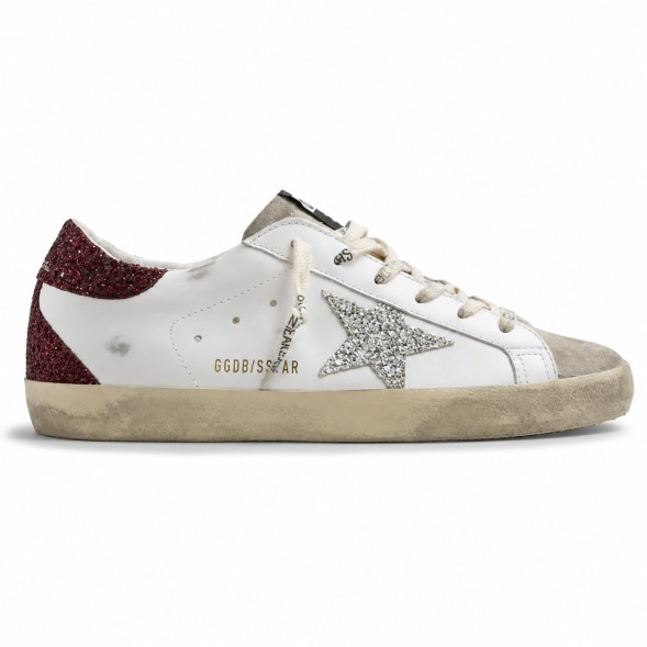 Женские кеды Golden Goose Superstar Bordeaux Silver Glitter