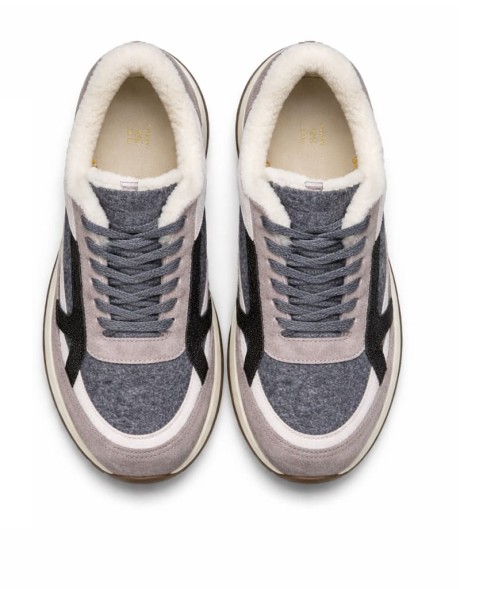 Женские зимние кроссовки Brunello Cucinelli Suede Snikers Beige/Grey