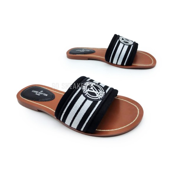 Женские шлепки Louis Vuitton Flip-flops Low Textile White/Black