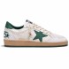 Мужские кеды Golden Goose Ball Star in White Nappa with Green Leather Star and Hell Tab