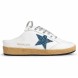 Женские сабо Golden Goose Ball Star Sabot in White Nappa with Blue Crystal Star