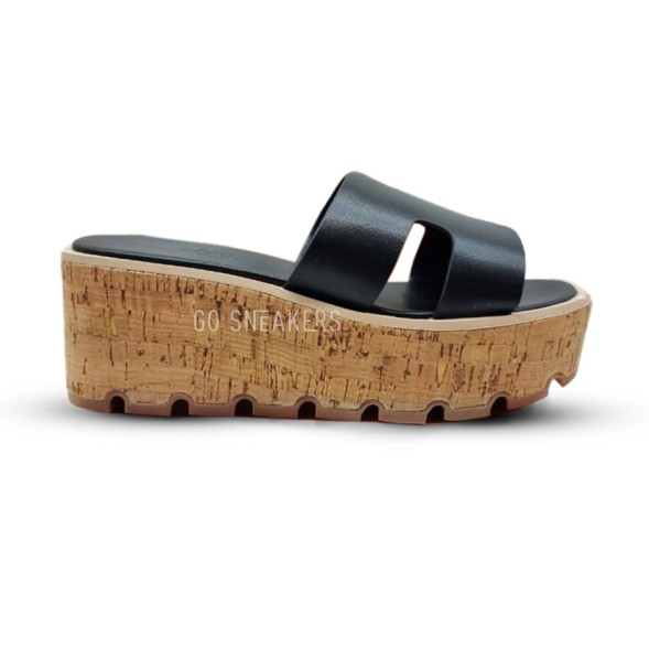 Женские шлепки Hermes Flip-flops Wood Black
