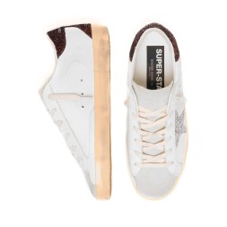 Golden Goose Superstar Silver Star and Brown Glitter Heel Tab