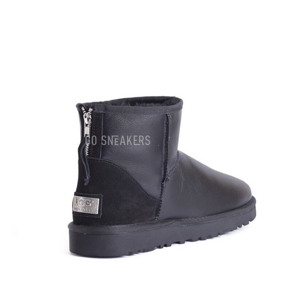 Женские мини угги на молнии Mini Zip Metallic Black