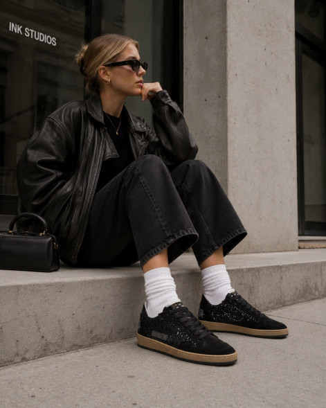 Женские кеды Golden Goose Super-Star Wmns Ball Star Black Glitter
