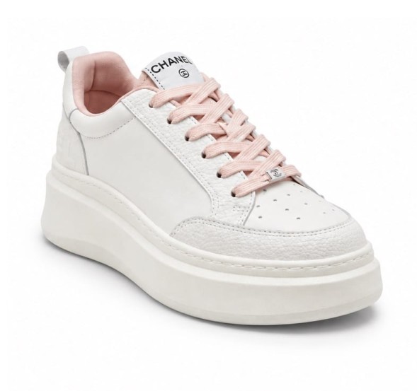 Женские кроссовки Chanel Platform Sneakers Leather White/Pink