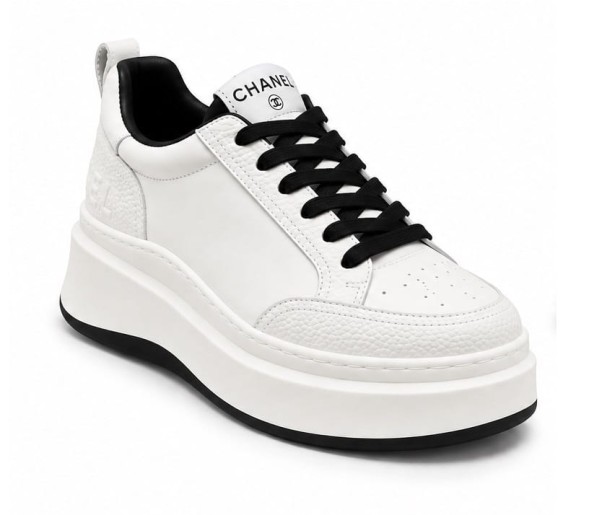 Женские кроссовки  Chanel Platform Sneakers Leather White/Black