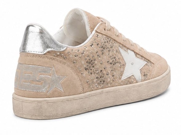 Женские кеды Golden Goose Super-Star Suede Beige Crystal