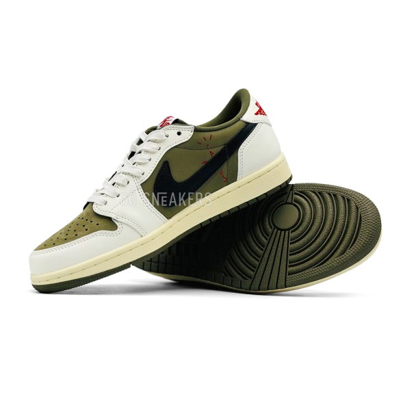 Мужские кроссовки Travis Scott x Air Jordan 1 Low Olive Black Swoosh